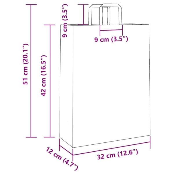 vidaXL Kraftpapperspåsar 50 st med handtag grön 32x12x42 cm
