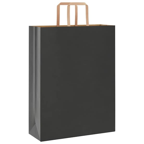 vidaXL Kraftpapperspåsar 250 st med handtag svart 32x12x42 cm