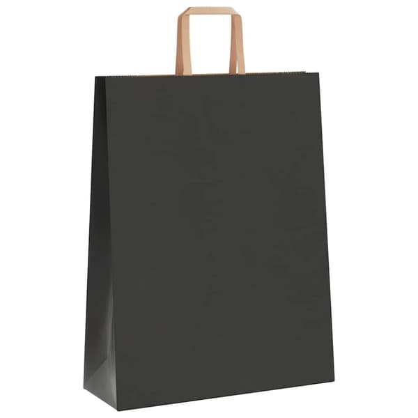 vidaXL Kraftpapperspåsar 250 st med handtag svart 32x12x42 cm