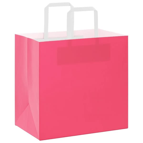 vidaXL Kraftpapperspåsar 50 st med handtag rosa 26x17x25 cm