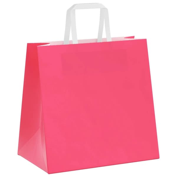 vidaXL Kraftpapperspåsar 50 st med handtag rosa 26x17x25 cm