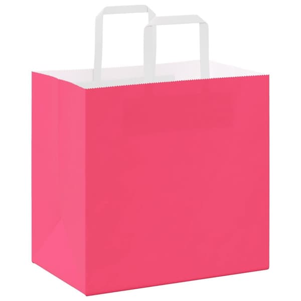 vidaXL Kraftpapperspåsar 50 st med handtag rosa 26x17x25 cm