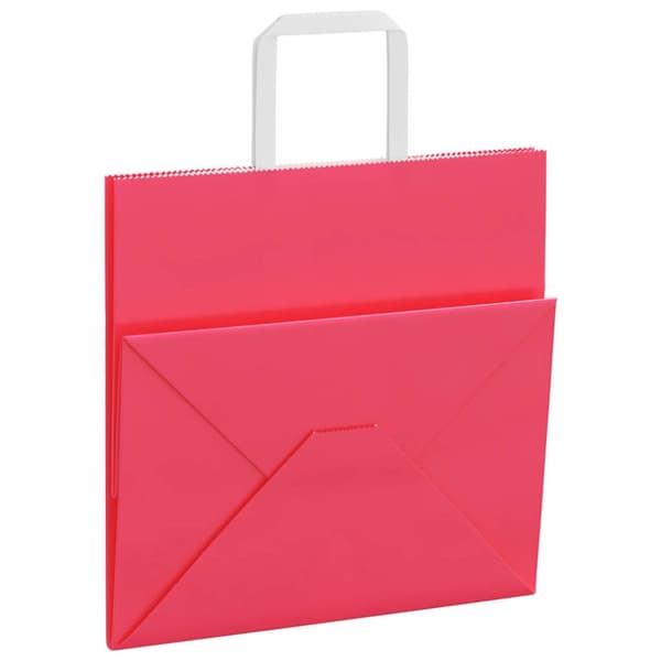vidaXL Kraftpapperspåsar 50 st med handtag rosa 26x17x25 cm
