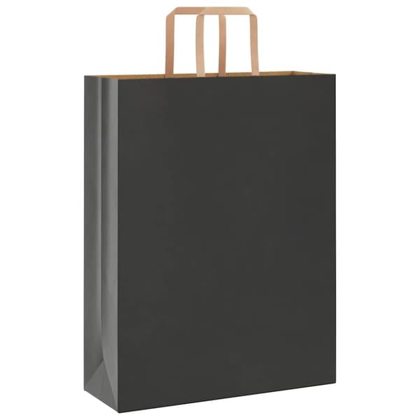 vidaXL Kraftpapperspåsar 50 st med handtag svart 32x12x42 cm