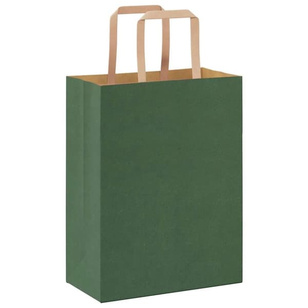 vidaXL Kraftpapperspåsar 50 st med handtag grön 21x11x28 cm