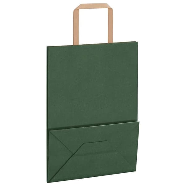 vidaXL Kraftpapperspåsar 50 st med handtag grön 21x11x28 cm