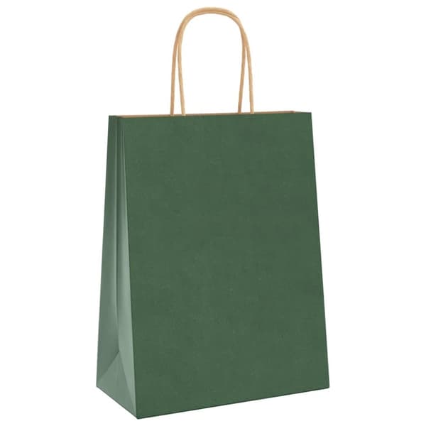 vidaXL Kraftpapperspåsar 50 st med handtag grön 21x11x28 cm