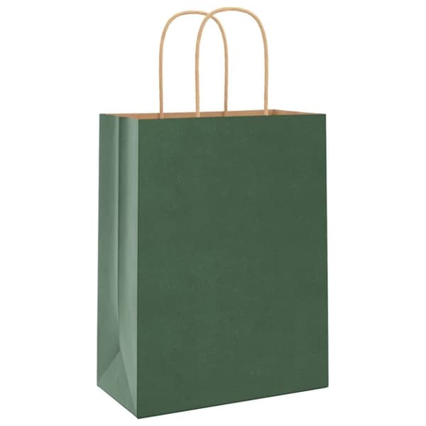 vidaXL Kraftpapperspåsar 50 st med handtag grön 21x11x28 cm