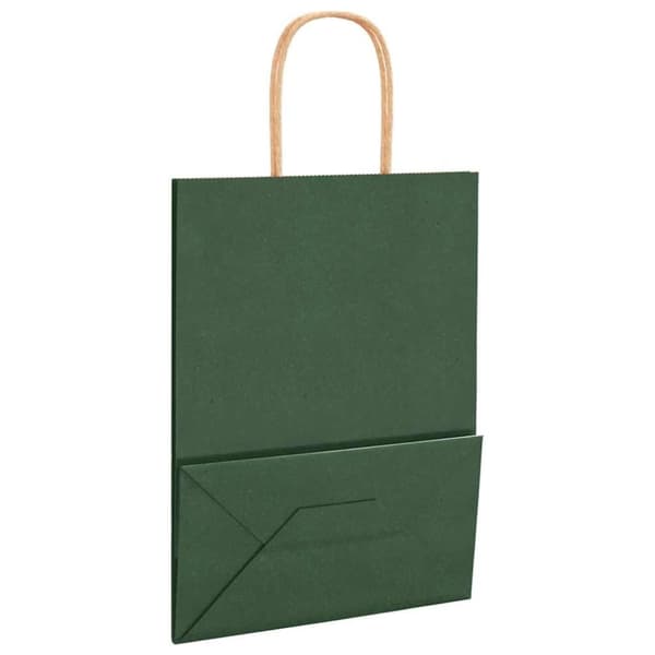 vidaXL Kraftpapperspåsar 50 st med handtag grön 21x11x28 cm