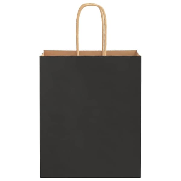 vidaXL Kraftpapperspåsar 50 st med handtag svart 18x8x22 cm