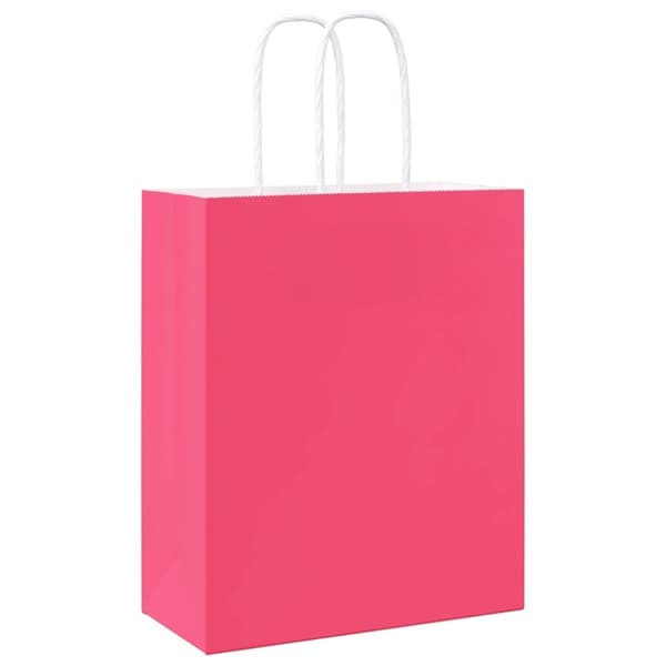 vidaXL Kraftpapperspåsar 50 st med handtag rosa 18x8x22 cm
