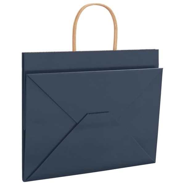 vidaXL Kraftpapperspåsar 250 st med handtag blå 32x22x24 cm