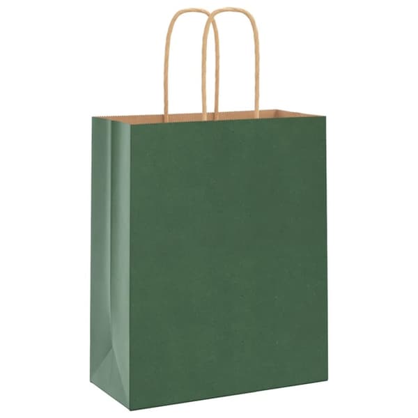 vidaXL Kraftpapperspåsar 250 st med handtag grön 18x8x22 cm