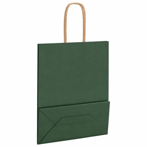 vidaXL Kraftpapperspåsar 250 st med handtag grön 18x8x22 cm