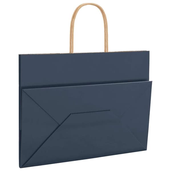 vidaXL Kraftpapperspåsar 250 st med handtag blå 32x17x25 cm