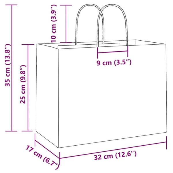 vidaXL Kraftpapperspåsar 250 st med handtag blå 32x17x25 cm