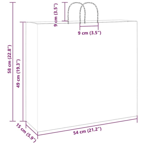 vidaXL Kraftpapperspåsar 50 st med handtag blå 54x15x49 cm