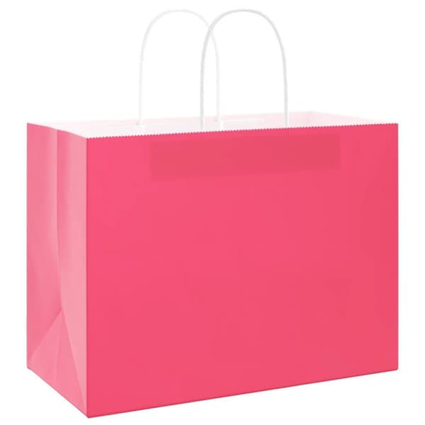 vidaXL Papirposer 250 stk med håndtak rosa 32x17x25 cm