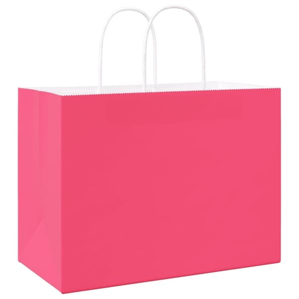vidaXL Papirposer 250 stk med håndtak rosa 32x17x25 cm