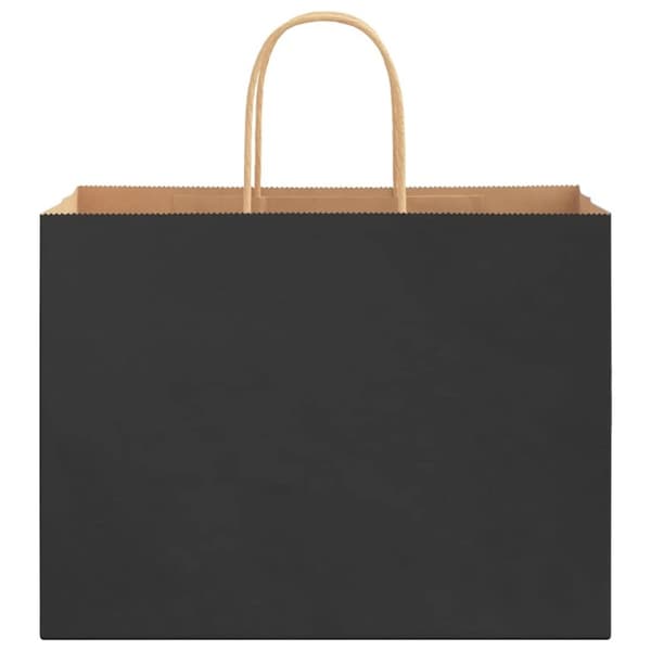 vidaXL Kraftpapperspåsar 250 st med handtag svart 32x17x25 cm