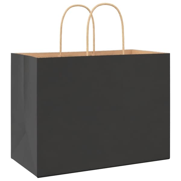 vidaXL Kraftpapperspåsar 250 st med handtag svart 32x17x25 cm