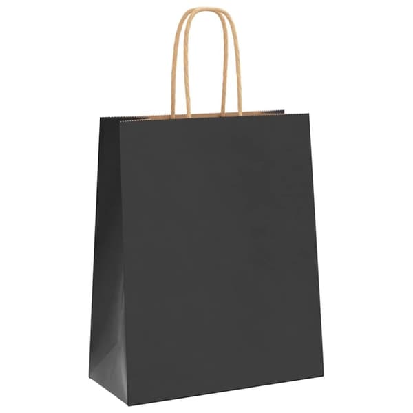 vidaXL Kraftpapperspåsar 250 st med handtag svart 18x8x22 cm