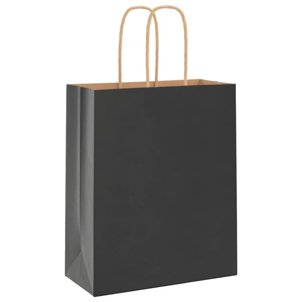 vidaXL Kraftpapperspåsar 250 st med handtag svart 18x8x22 cm