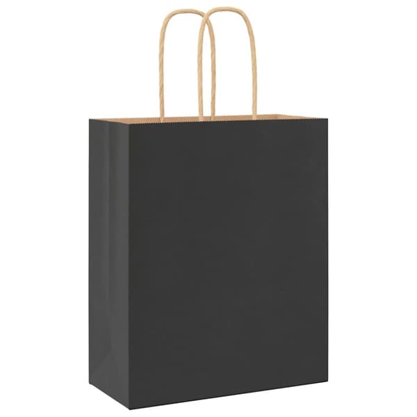 vidaXL Kraftpapperspåsar 250 st med handtag svart 18x8x22 cm