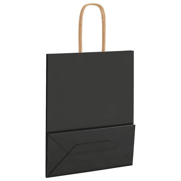 vidaXL Kraftpapperspåsar 250 st med handtag svart 18x8x22 cm