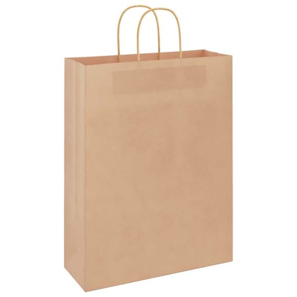 vidaXL Kraftpapperspåsar 250 st med handtag brun 32x12x42 cm