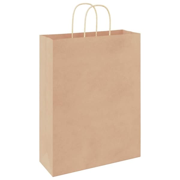 vidaXL Kraftpapperspåsar 250 st med handtag brun 32x12x42 cm