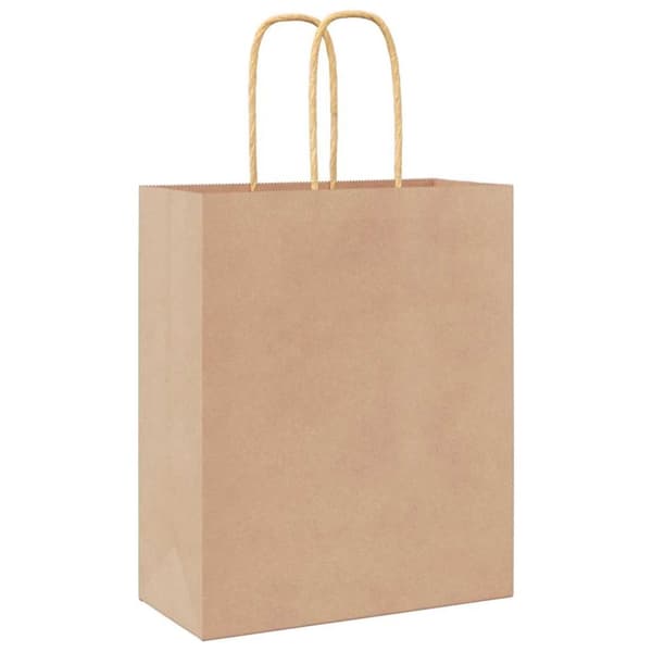 vidaXL Kraftpapperspåsar 250 st med handtag brun 18x8x22 cm
