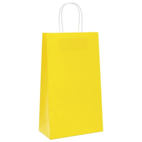 vidaXL Kraftpapperspåsar 250 st med handtag gul 21x11x36 cm