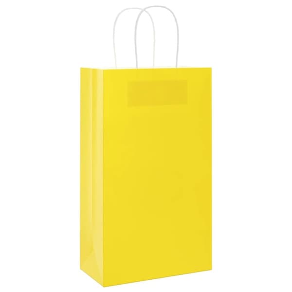 vidaXL Kraftpapperspåsar 250 st med handtag gul 21x11x36 cm