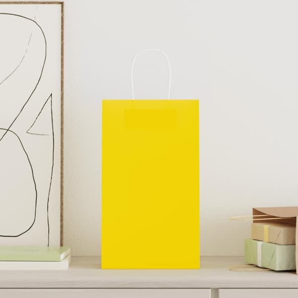 vidaXL Kraftpapperspåsar 250 st med handtag gul 21x11x36 cm