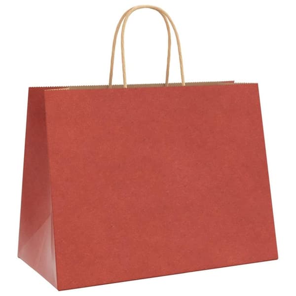 vidaXL Kraftpapperspåsar 50 st med handtag röd 32x17x25 cm