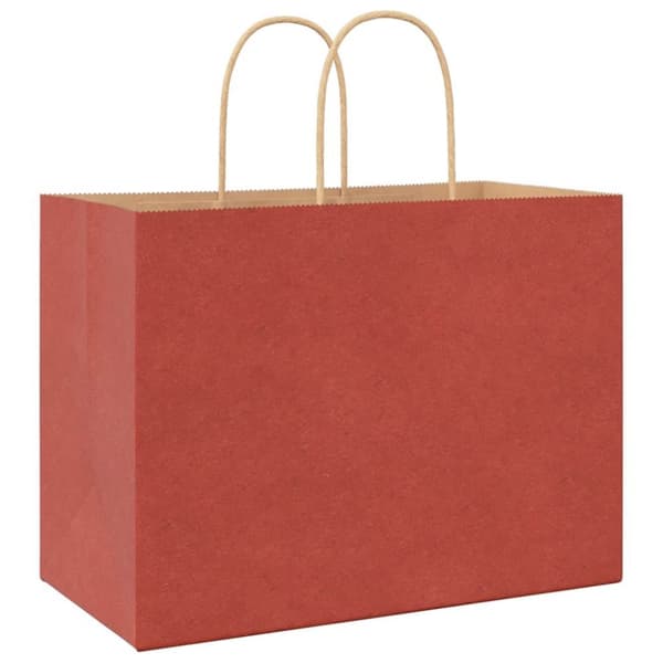 vidaXL Kraftpapperspåsar 50 st med handtag röd 32x17x25 cm