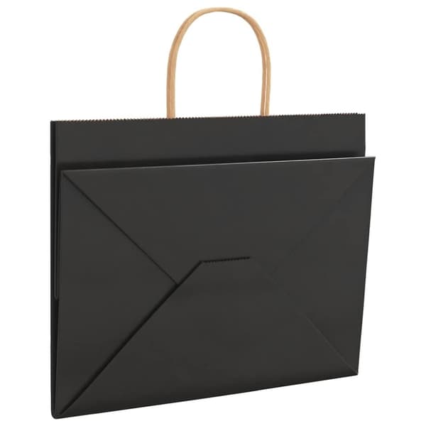 vidaXL Kraftpapperspåsar 50 st med handtag svart 32x22x24 cm