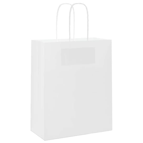 vidaXL Kraftpapperspåsar 250 st med handtag vit 18x8x22 cm
