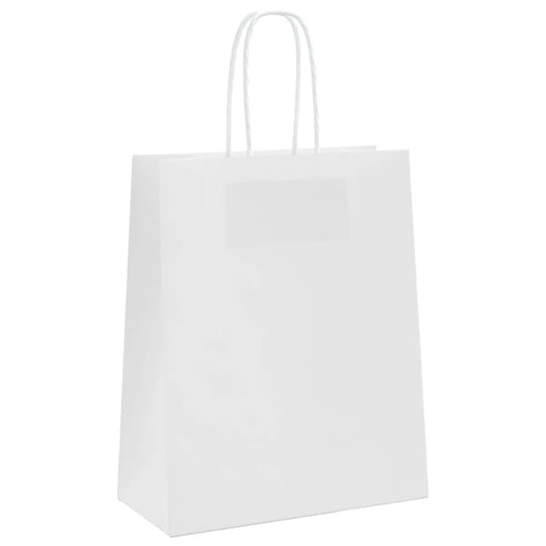 vidaXL Kraftpapperspåsar 250 st med handtag vit 18x8x22 cm