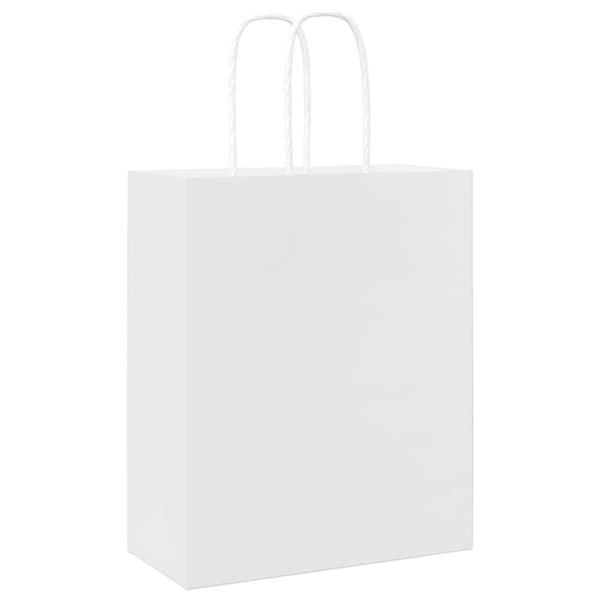 vidaXL Kraftpapperspåsar 250 st med handtag vit 18x8x22 cm