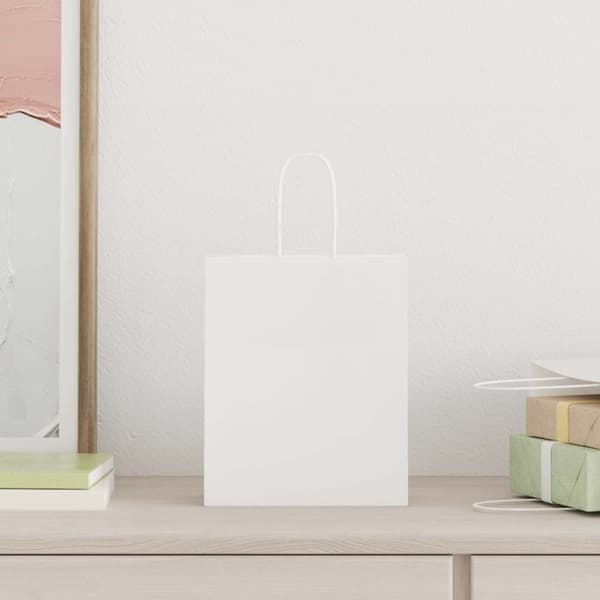 vidaXL Kraftpapperspåsar 250 st med handtag vit 18x8x22 cm