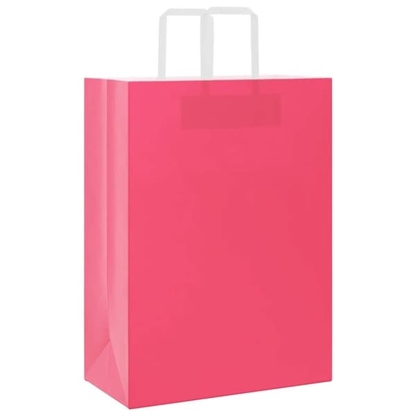 vidaXL Kraftpapperspåsar 50 st med handtag rosa 32x17x44 cm