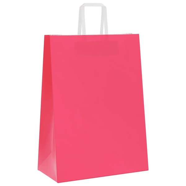 vidaXL Kraftpapperspåsar 50 st med handtag rosa 32x17x44 cm