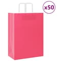 Miniatyrbild 1 av 11: vidaXL Kraftpapperspåsar 50 st med handtag rosa 32x17x44 cm