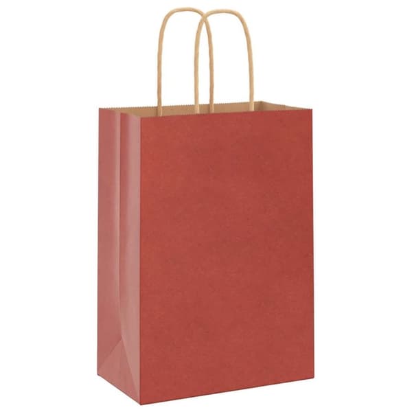 vidaXL Kraftpapperspåsar 50 st med handtag röd 15x8x21 cm