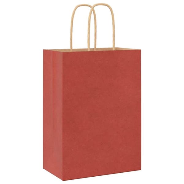 vidaXL Kraftpapperspåsar 50 st med handtag röd 15x8x21 cm