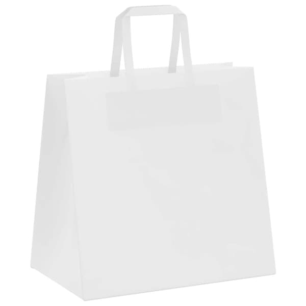 vidaXL Kraftpapperspåsar 250 st med handtag vit 26x17x25 cm