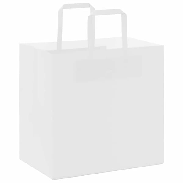 vidaXL Kraftpapperspåsar 250 st med handtag vit 26x17x25 cm