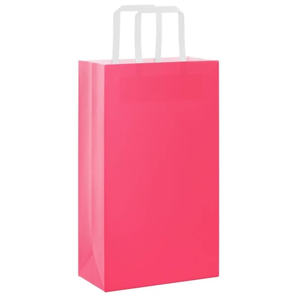 vidaXL Kraftpapperspåsar 50 st med handtag rosa 21x11x36 cm